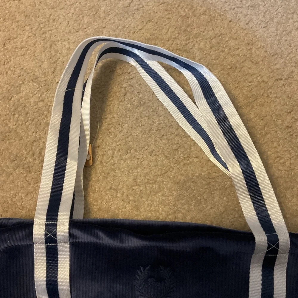 PINK VS Navy Blue Soft Velour Ribbed Shoulder Bag (NWT)& PINK Nation Knit Beanie - Picture 7 of 12